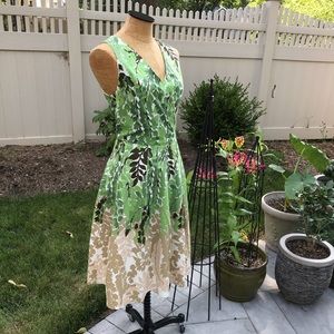 Talbots Fit & flare Green & Cream dress